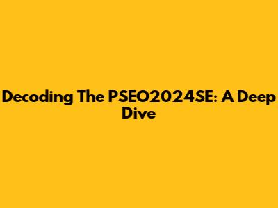 Decoding The PSEO2024SE: A Deep Dive