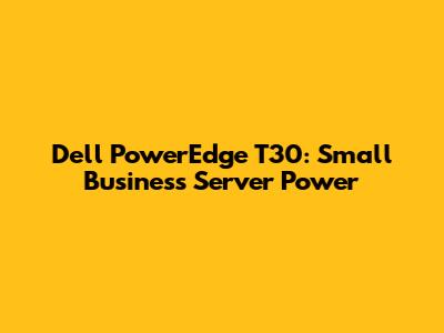 Dell PowerEdge T30: Small Business Server Power