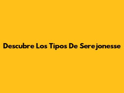 Descubre Los Tipos De Serejonesse