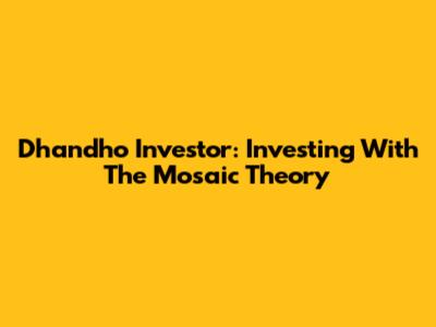 Dhandho Investor: Investing With The Mosaic Theory