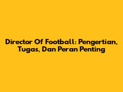 Director Of Football: Pengertian, Tugas, Dan Peran Penting