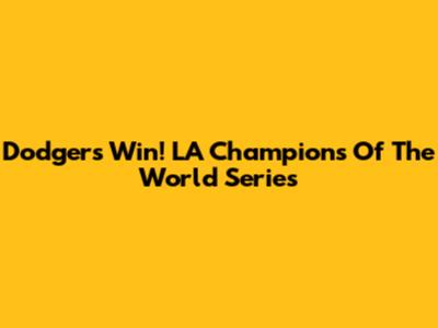 Dodgers Win! LA Champions Of The World Series