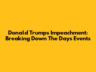 Donald Trump's Impeachment: Breaking Down The Day's Events