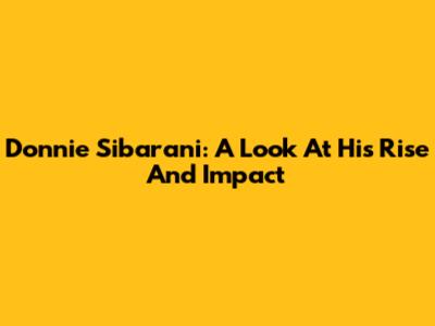 Donnie Sibarani: A Look At His Rise And Impact