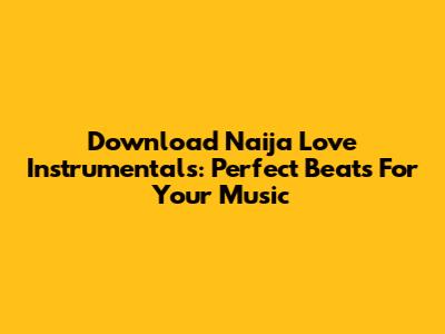 Download Naija Love Instrumentals: Perfect Beats For Your Music