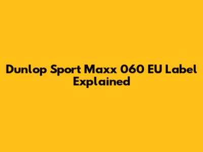 Dunlop Sport Maxx 060 EU Label Explained