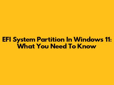 EFI System Partition In Windows 11: What You Need To Know