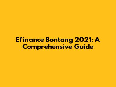 Efinance Bontang 2021: A Comprehensive Guide