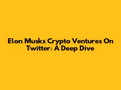 Elon Musk's Crypto Ventures On Twitter: A Deep Dive