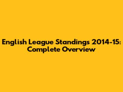English League Standings 2014-15: Complete Overview