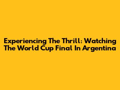 Experiencing The Thrill: Watching The World Cup Final In Argentina