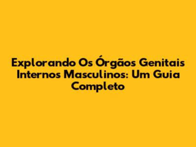 Explorando Os Órgãos Genitais Internos Masculinos: Um Guia Completo