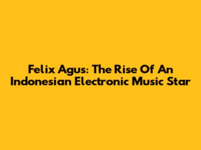 Felix Agus: The Rise Of An Indonesian Electronic Music Star