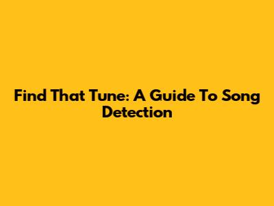 Find That Tune: A Guide To Song Detection