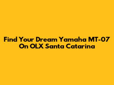 Find Your Dream Yamaha MT-07 On OLX Santa Catarina