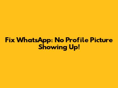 Fix WhatsApp: No Profile Picture Showing Up!