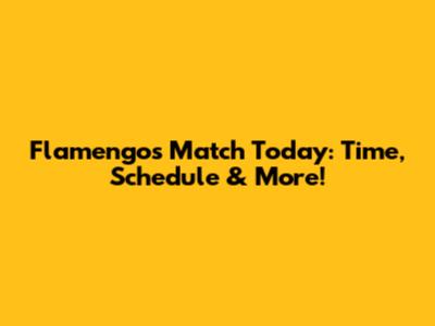 Flamengo's Match Today: Time, Schedule & More!