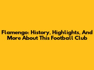 Flamengo: History, Highlights, And More About This Football Club