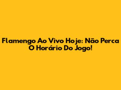Flamengo Ao Vivo Hoje: Não Perca O Horário Do Jogo!