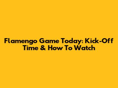 Flamengo Game Today: Kick-Off Time & How To Watch