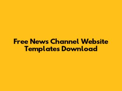 Free News Channel Website Templates Download
