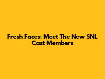 Fresh Faces: Meet The New SNL Cast Members