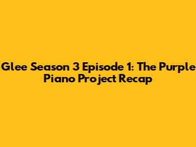 Glee Season 3 Episode 1: The Purple Piano Project Recap
