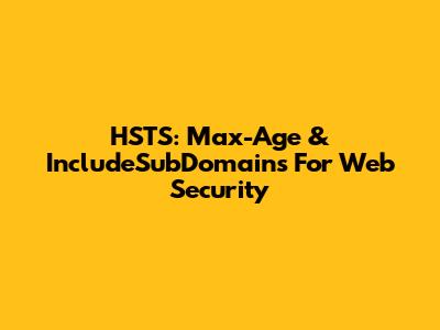 HSTS: Max-Age & IncludeSubDomains For Web Security