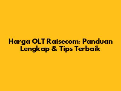 Harga OLT Raisecom: Panduan Lengkap & Tips Terbaik