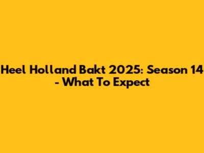 Heel Holland Bakt 2025: Season 14 - What To Expect