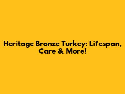 Heritage Bronze Turkey: Lifespan, Care & More!