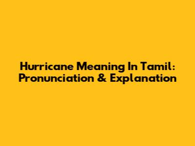 Hurricane Meaning In Tamil: Pronunciation & Explanation