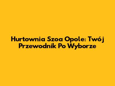 Hurtownia Szoa Opole: Twój Przewodnik Po Wyborze
