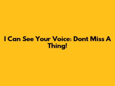 I Can See Your Voice: Don't Miss A Thing!