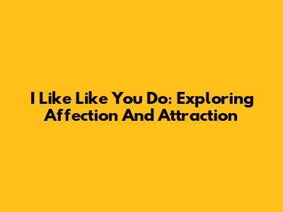 I Like Like You Do: Exploring Affection And Attraction