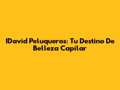 IDavid Peluqueros: Tu Destino De Belleza Capilar