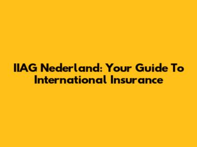 IIAG Nederland: Your Guide To International Insurance