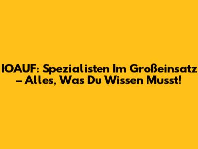 IOAUF: Spezialisten Im Großeinsatz – Alles, Was Du Wissen Musst!