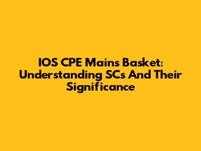 IOS CPE Mains Basket: Understanding SCs And Their Significance