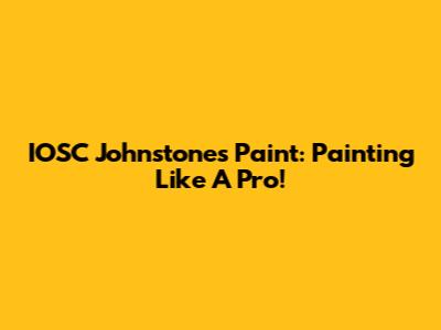IOSC Johnstone's Paint: Painting Like A Pro!