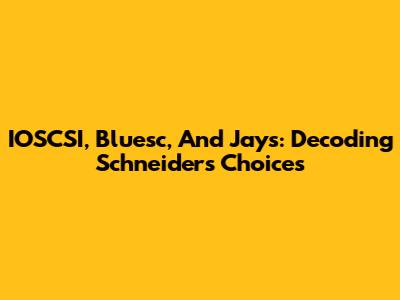 IOSCSI, Bluesc, And Jays: Decoding Schneider's Choices