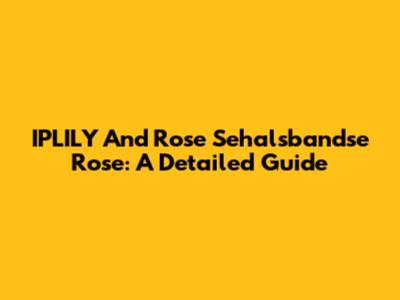 IPLILY And Rose Sehalsbandse Rose: A Detailed Guide