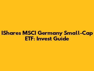IShares MSCI Germany Small-Cap ETF: Invest Guide
