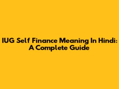 IUG Self Finance Meaning In Hindi: A Complete Guide