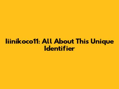 Iiinikoco11: All About This Unique Identifier
