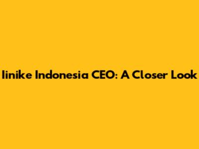 Iinike Indonesia CEO: A Closer Look