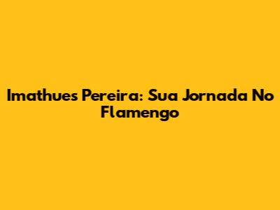 Imathues Pereira: Sua Jornada No Flamengo