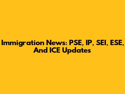 Immigration News: PSE, IP, SEI, ESE, And ICE Updates