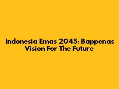 Indonesia Emas 2045: Bappenas' Vision For The Future
