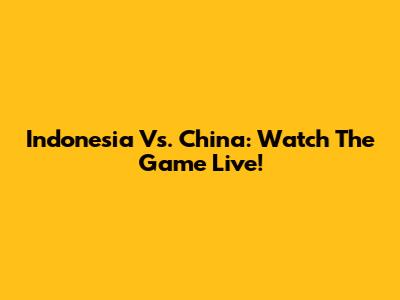 Indonesia Vs. China: Watch The Game Live!